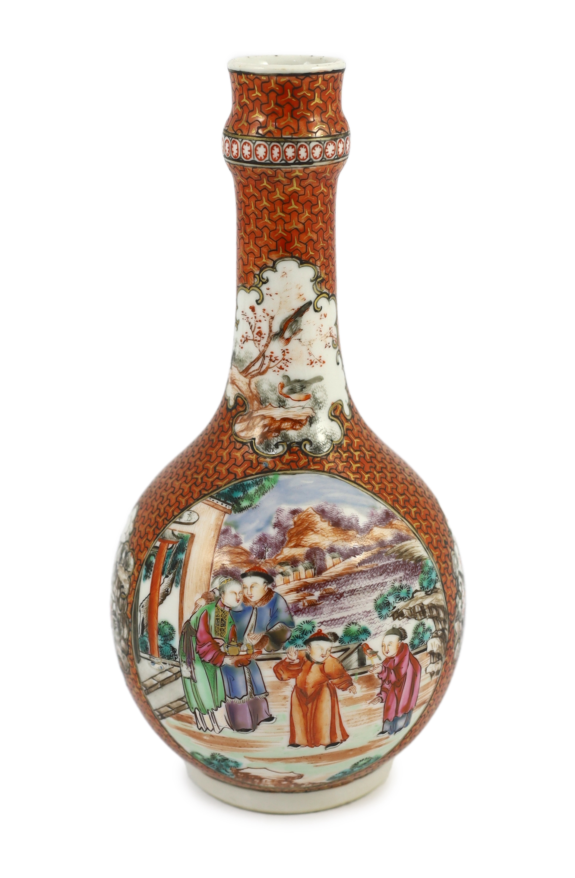 A Chinese famille rose 'Mandarin' water bottle (guglet), Qianlong period